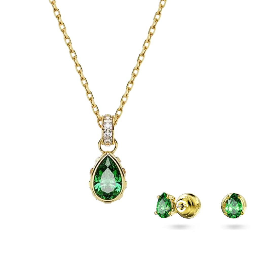 Necklace/earring set in newest gold/green