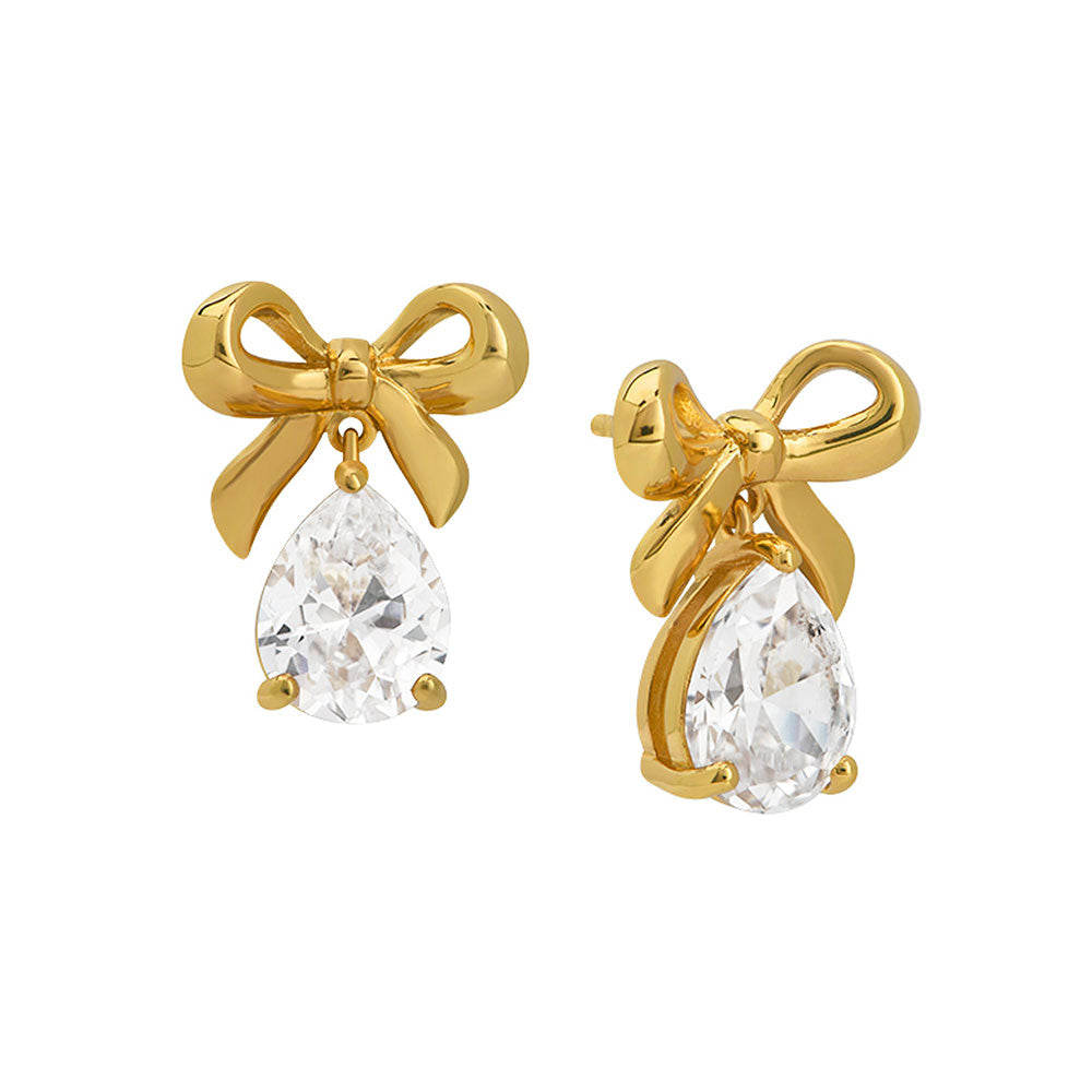 Shops Bow bow zircon stud earrings