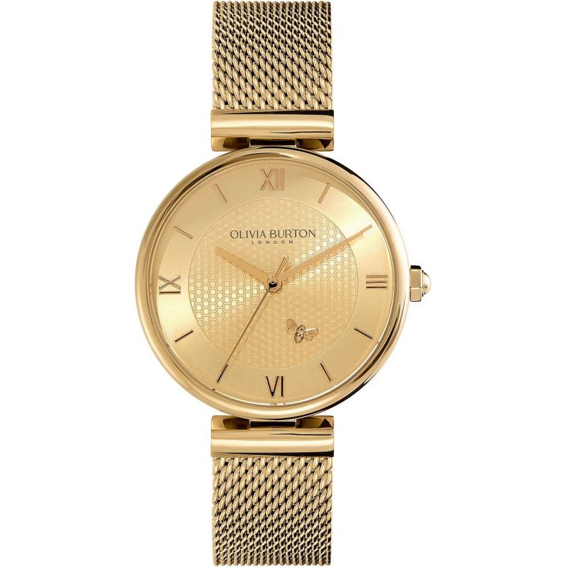 Olivia Burton Gold Minima Bee Mesh Strap Watch Mococo