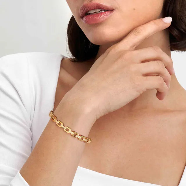 Nomination Gold Pretty CZ Rigid Chain Bangle