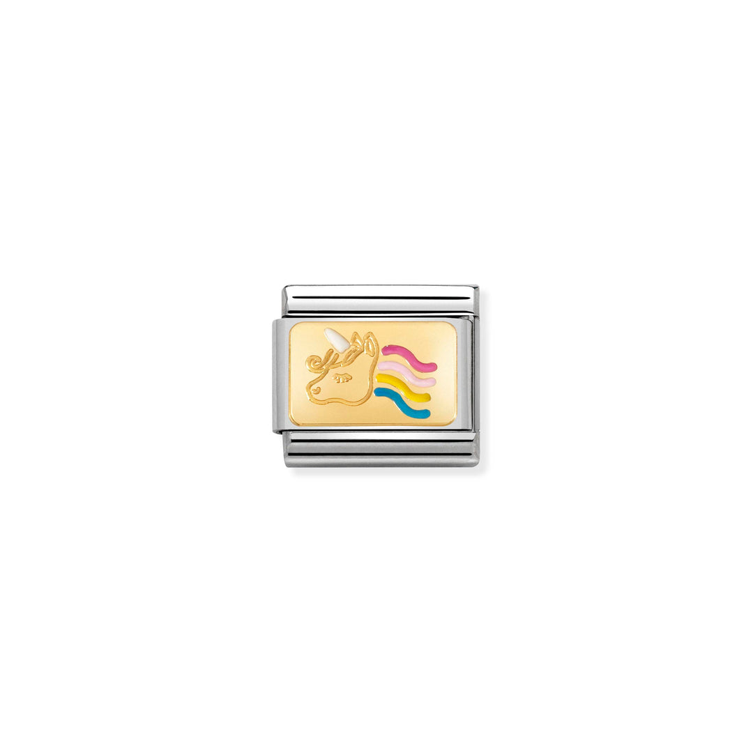 Nomination Composable Gold Unicorn Head Rainbow Charm