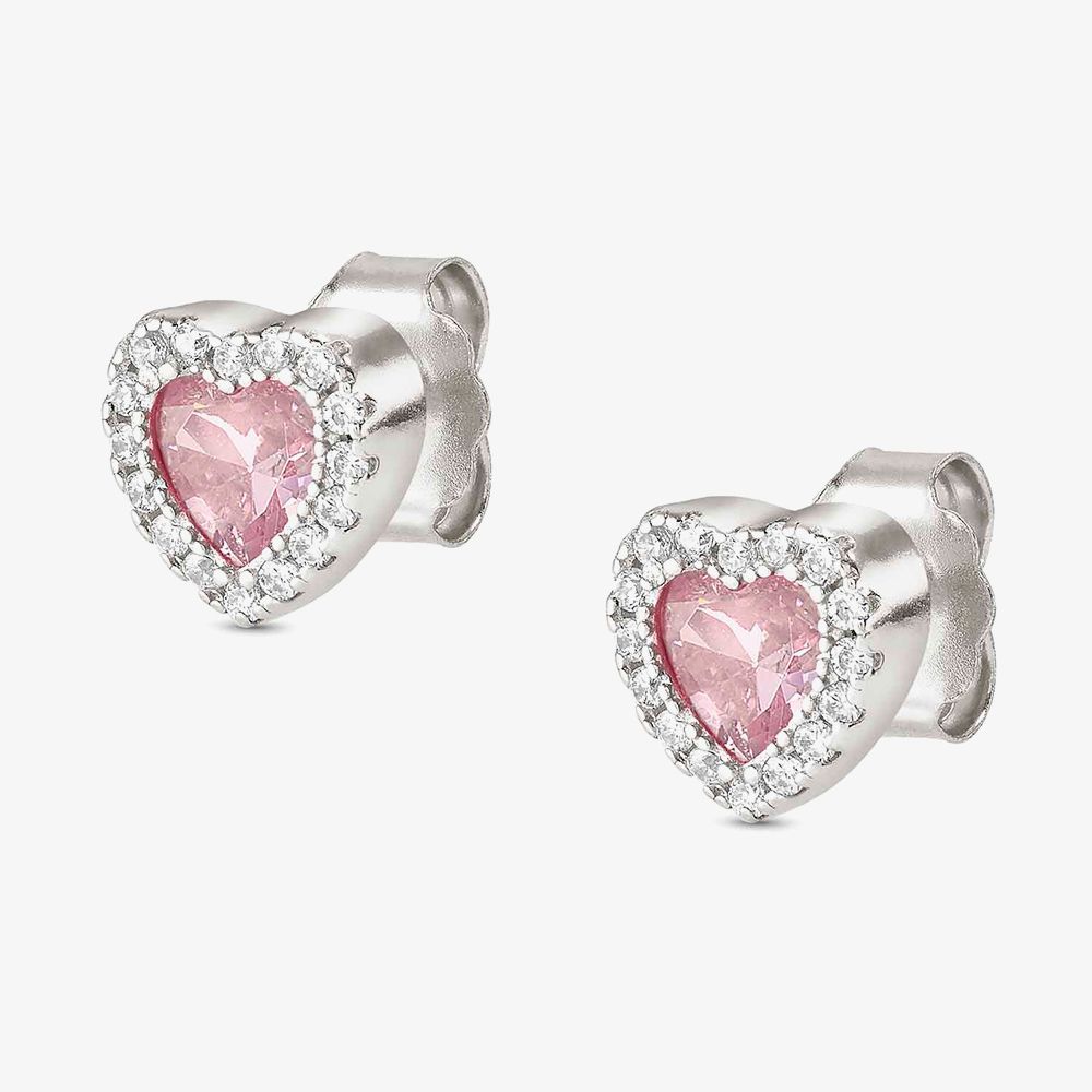 Nomination Silver All My Love Pink Heart Stud Earrings