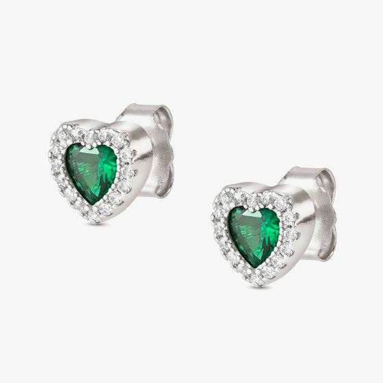 Nomination Silver All My Love Green Heart Stud Earrings