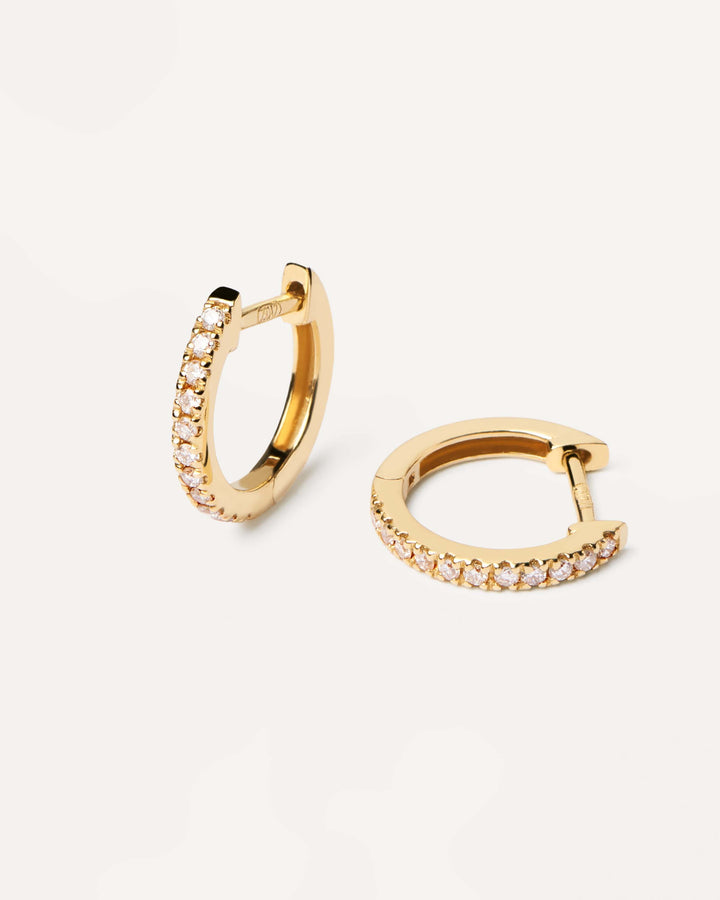 PDPAOLA 18ct Solid Gold Diamond Eternity Min Hoop Earrings