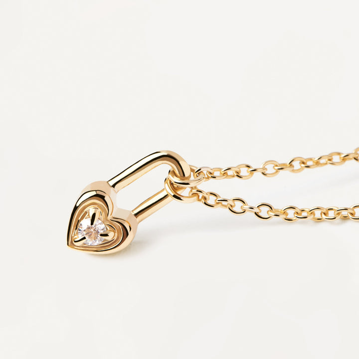 PDPAOLA Gold Heart Padlock Necklace