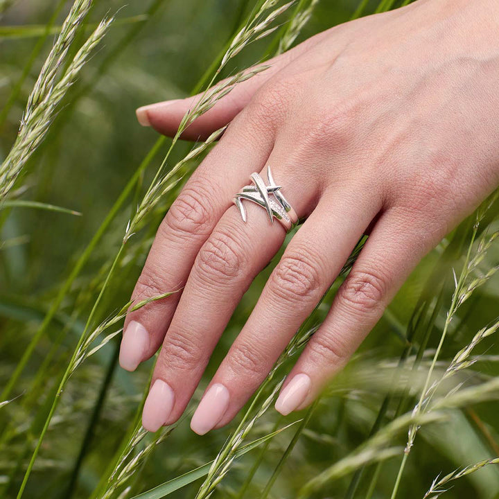 Kit Heath Silver Entwine Helix Wrap Pave Ring