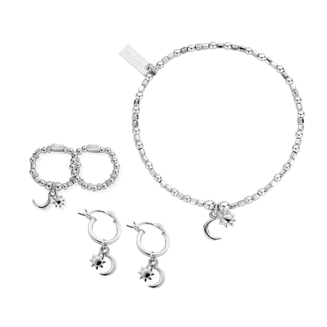 ChloBo Moon & Sun Bracelet, Earrings & Ring Set