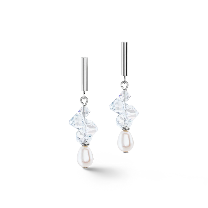 Coeur De Lion Silver Dancing Crystals & Pearls Earrings