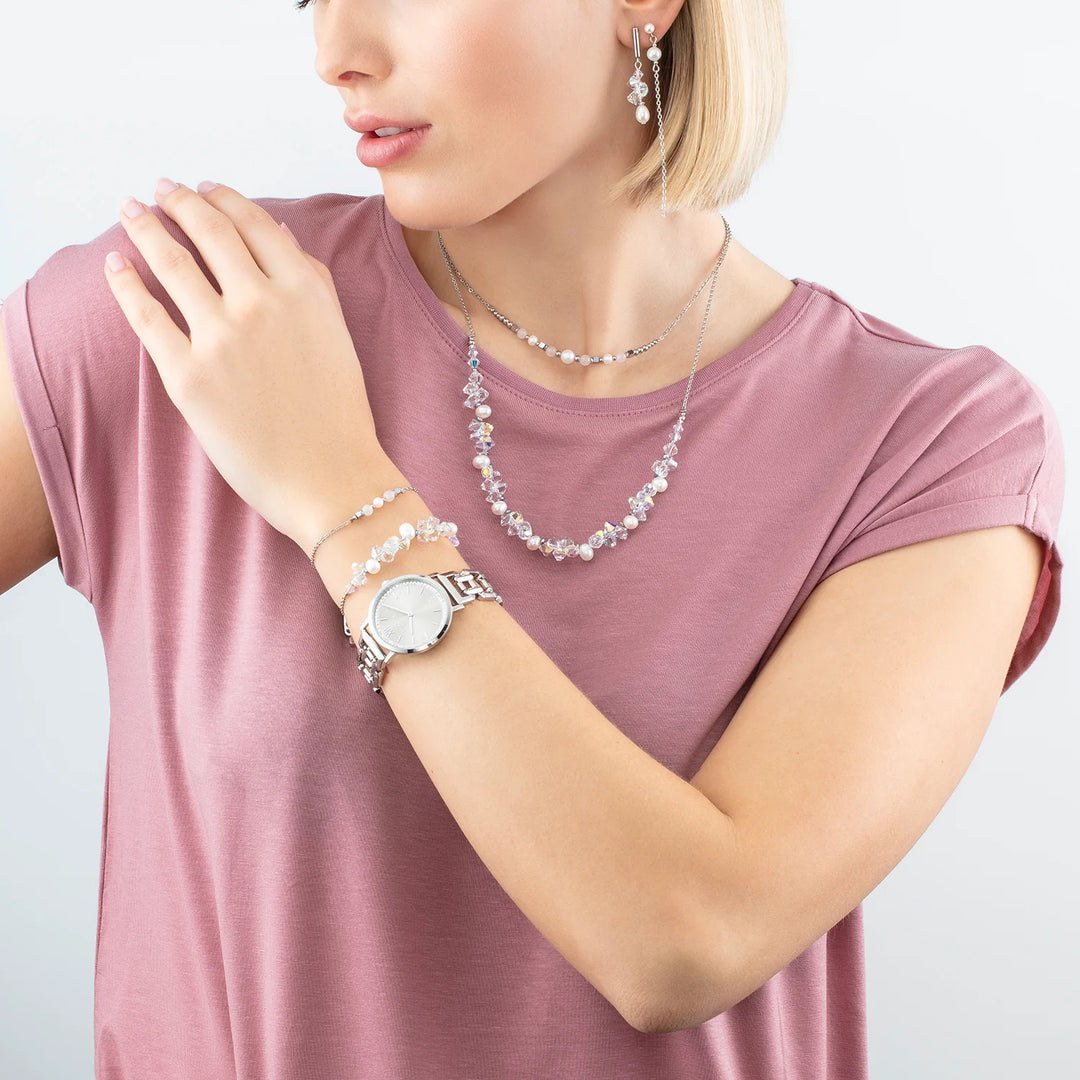 Coeur De Lion Silver Dancing Crystals & Pearls Bracelet