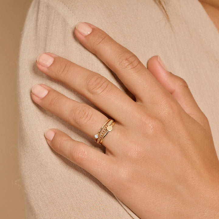 Blush 14ct Solid Gold Round Zirconia Ring