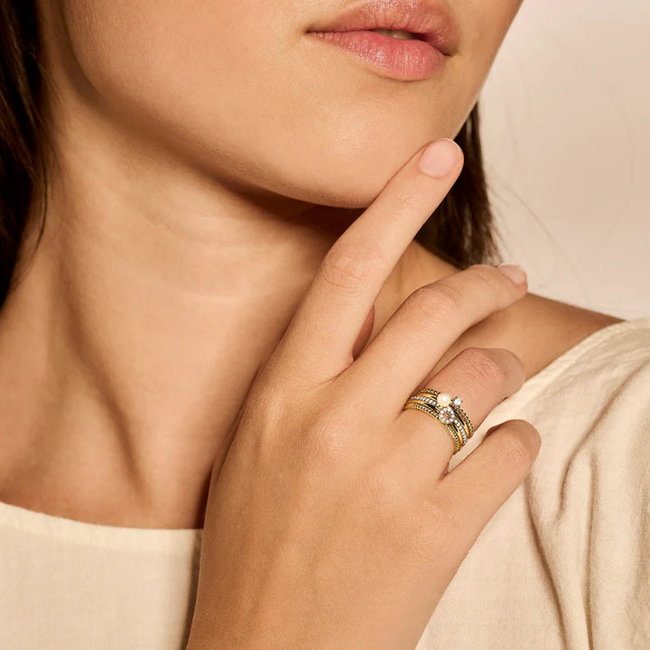 Blush 14ct Solid Gold Pave Ring