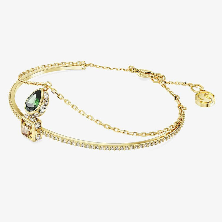 Swarovski Gold Chroma Mixed Cuts Green Bangle