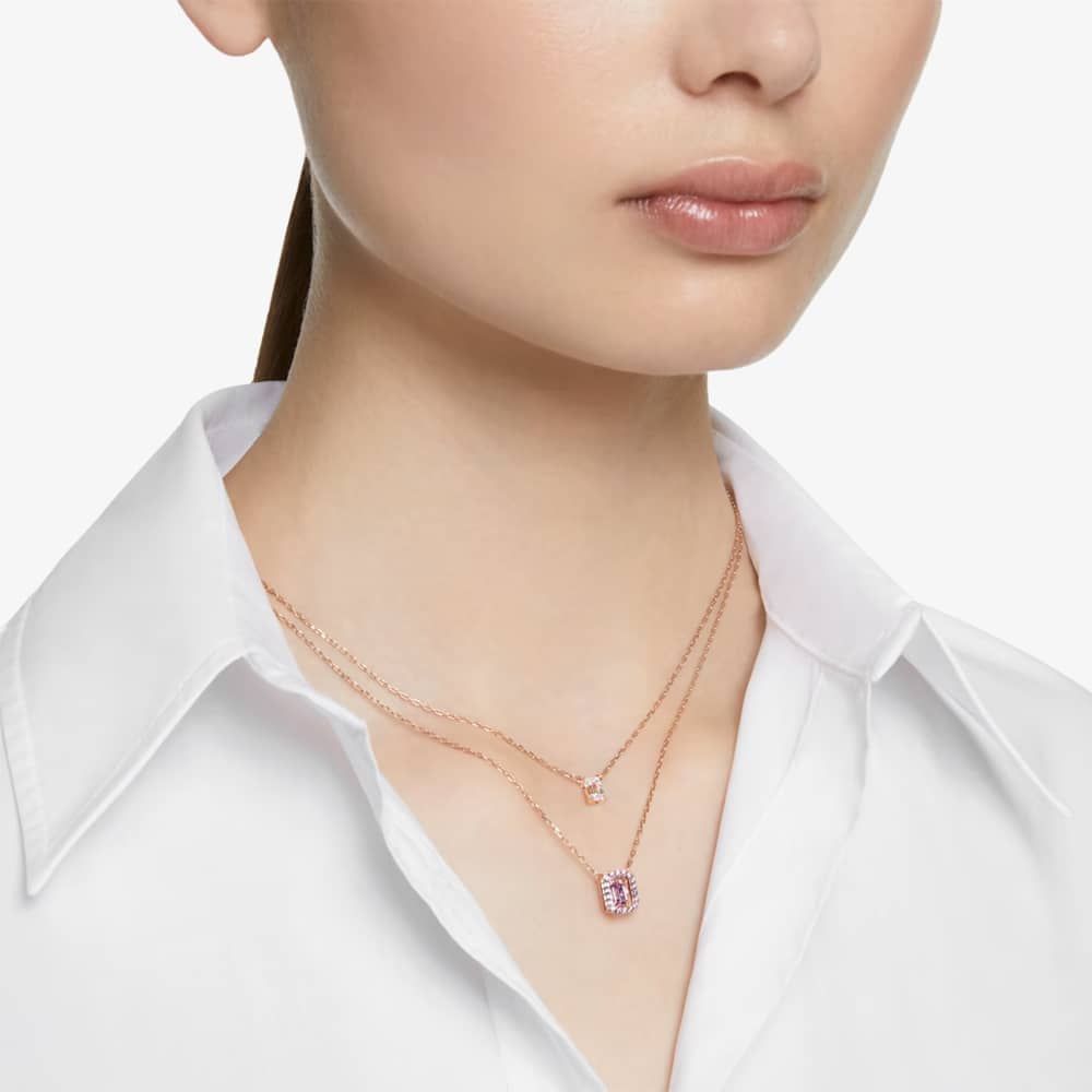 Swarovski Rose Gold Millenia Layered Pink Necklace