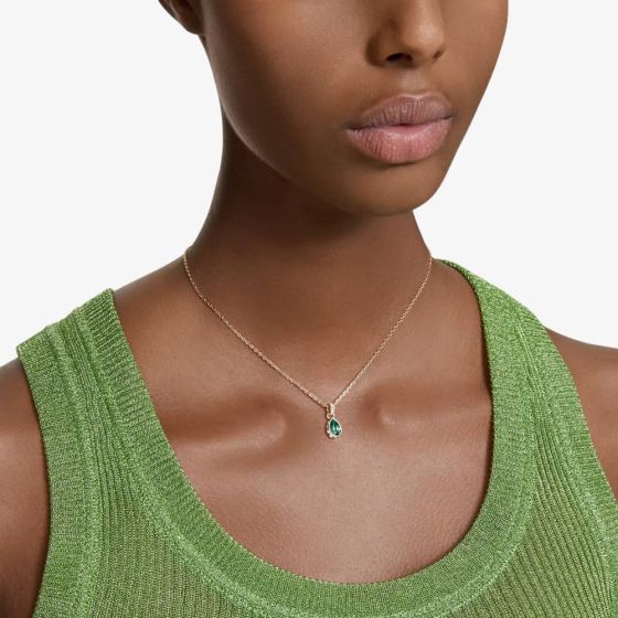 Swarovski Gold Chroma Green Necklace and Earrings Set