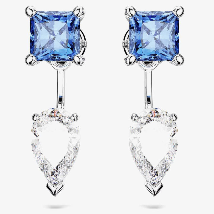 Swarovski Silver Mesmera Mixed Cut Blue Ear Jacket Earrings