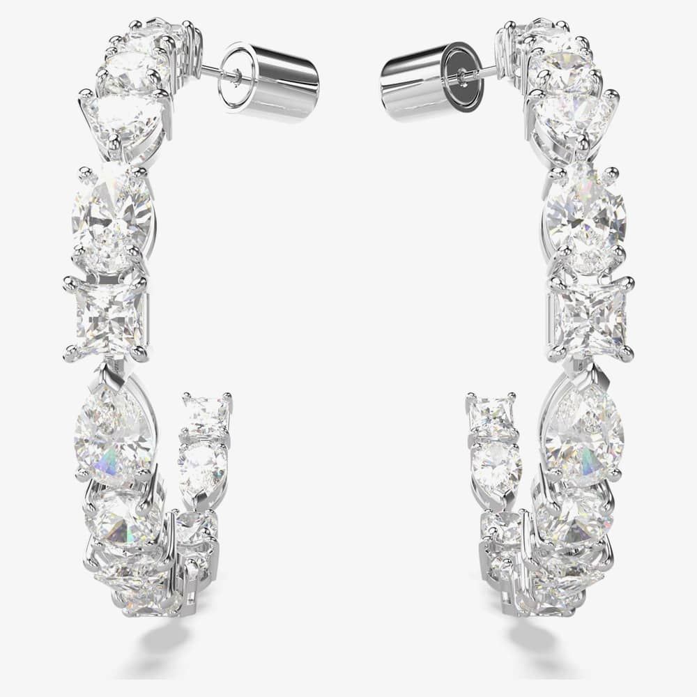 Swarovski Silver Mesmera Mixed Cut Hoop Earrings