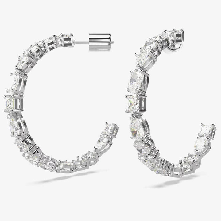 Swarovski Silver Mesmera Mixed Cut Hoop Earrings