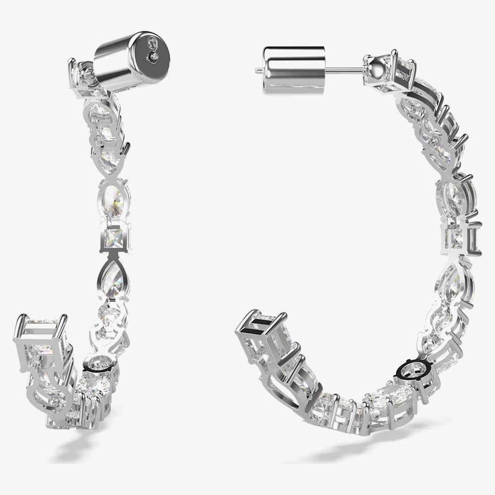 Swarovski Silver Mesmera Mixed Cut Hoop Earrings