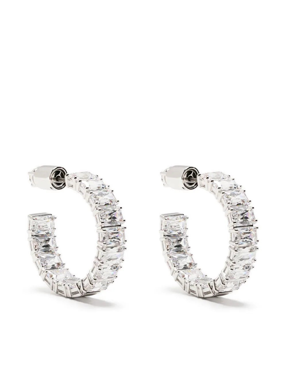 Swarovski Silver Matrix Octagon Cut Hoop Earrings