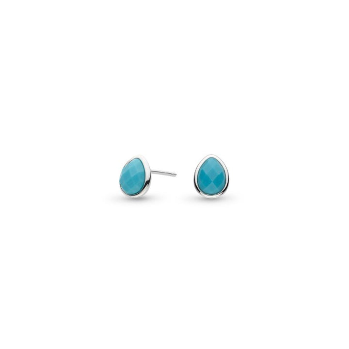 Kit Heath Silver Coast Pebble Azure Turquoise Gemstone Stud Earrings