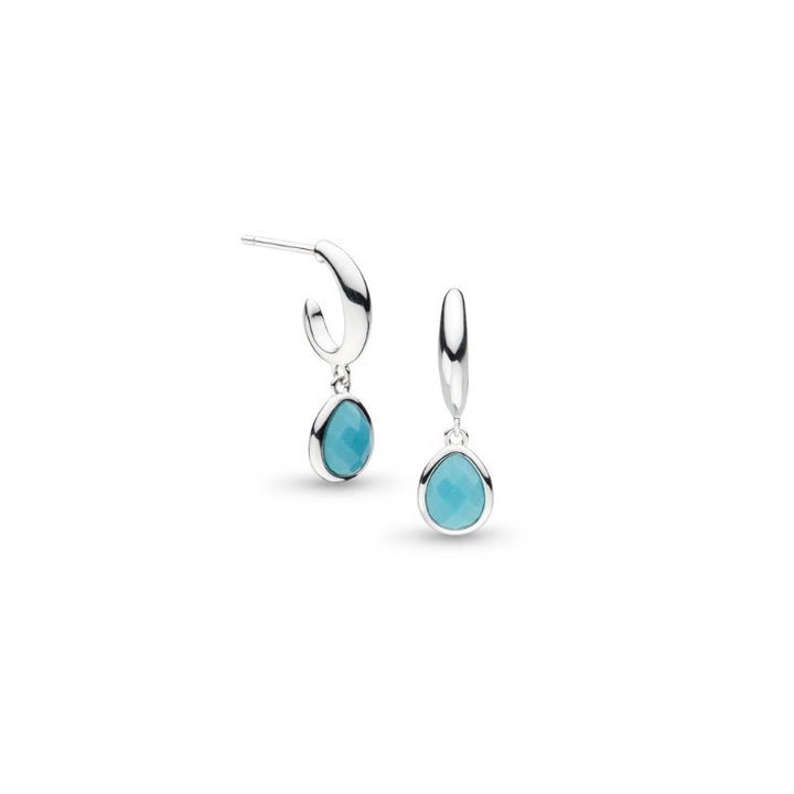 Kit Heath Silver Coast Pebble Azure Gemstone Hoop Drop Earrings