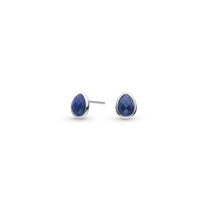 Kit Heath Silver Coast Pebble Azure Blue Gemstone Stud Earrings