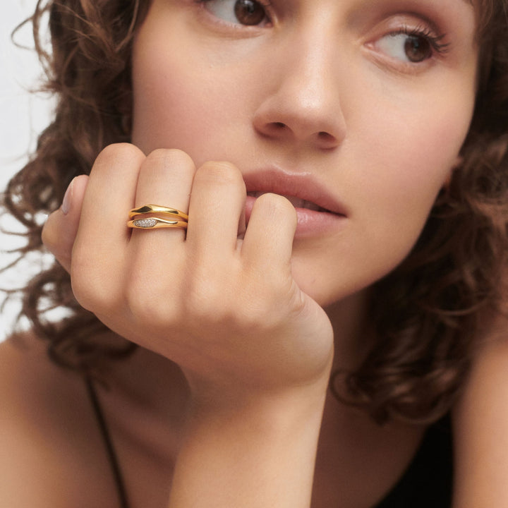 PDPAOLA Gold Onda Ring Set