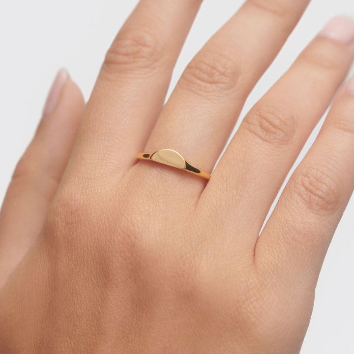 PDPAOLA Gold Half Circle Mini Stamp Ring