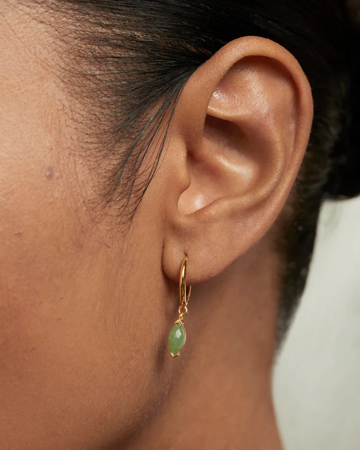 PDPAOLA Gold Green Aventurine Nomad Hoops