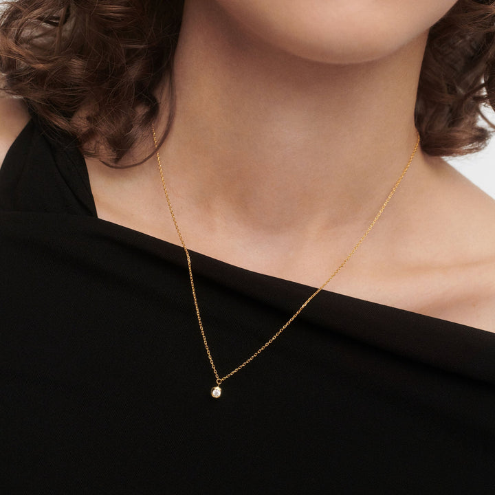 PDPAOLA Gold Sand Solitary Necklace