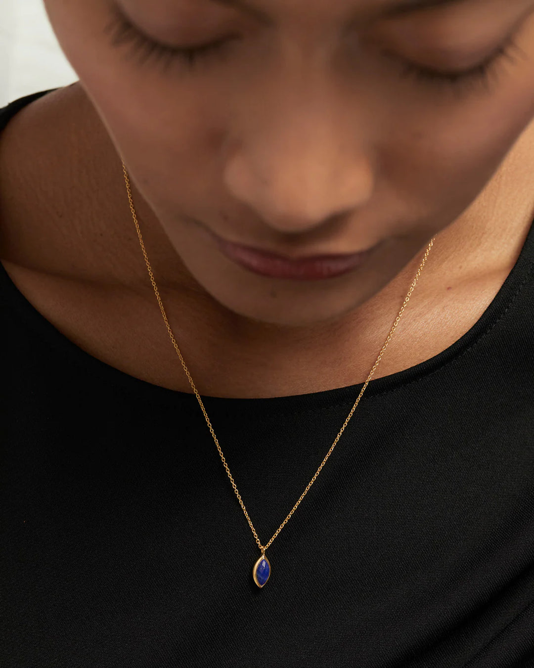 PDPAOLA Gold Lapis Lazuli Nomad Necklace