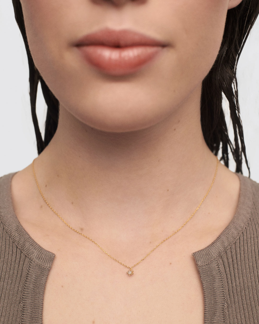 PDPAOLA Gold Grey Fleur Necklace