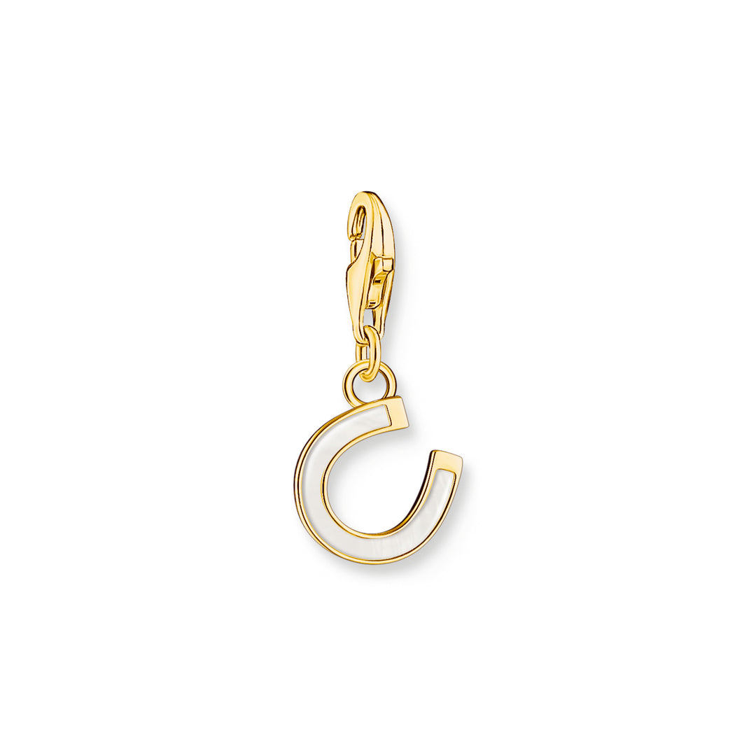 Thomas Sabo Gold White Enamel Horseshoe Charm