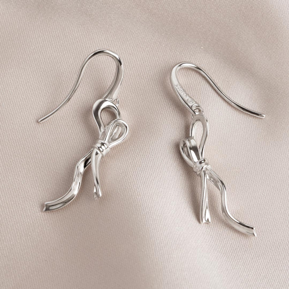 2025 Serenity Ribbon Bow Loop Drop Earrings image 3