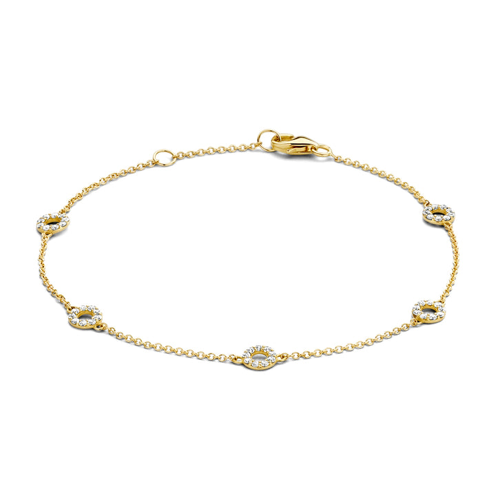 Blush 14ct Solid Gold Circle Zirconia Bracelet