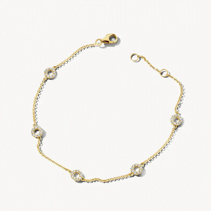 Blush 14ct Solid Gold Circle Zirconia Bracelet