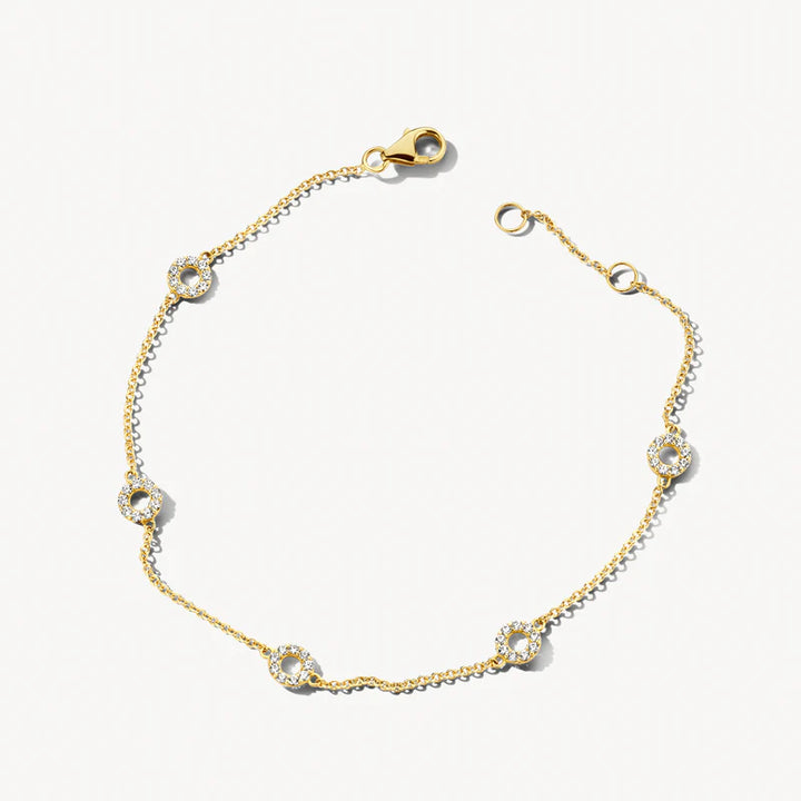 Blush 14ct Solid Gold Circle Zirconia Bracelet