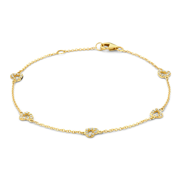 Blush 14ct Solid Gold Heart Zirconia Bracelet