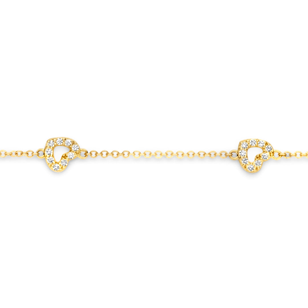 Blush 14ct Solid Gold Heart Zirconia Bracelet