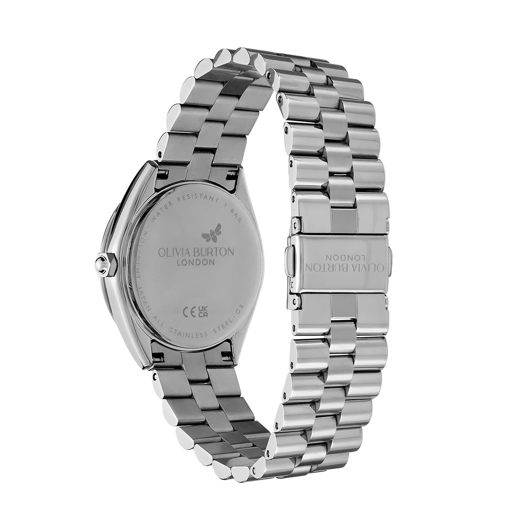 Olivia Burton Silver & Rose Sunray Dial Watch