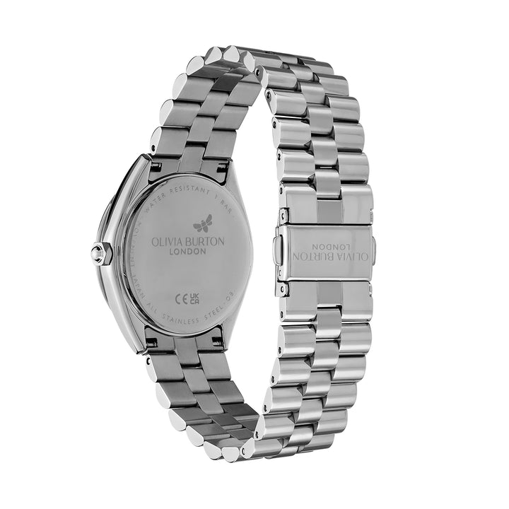 Olivia Burton Silver & Rose Sunray Dial Watch