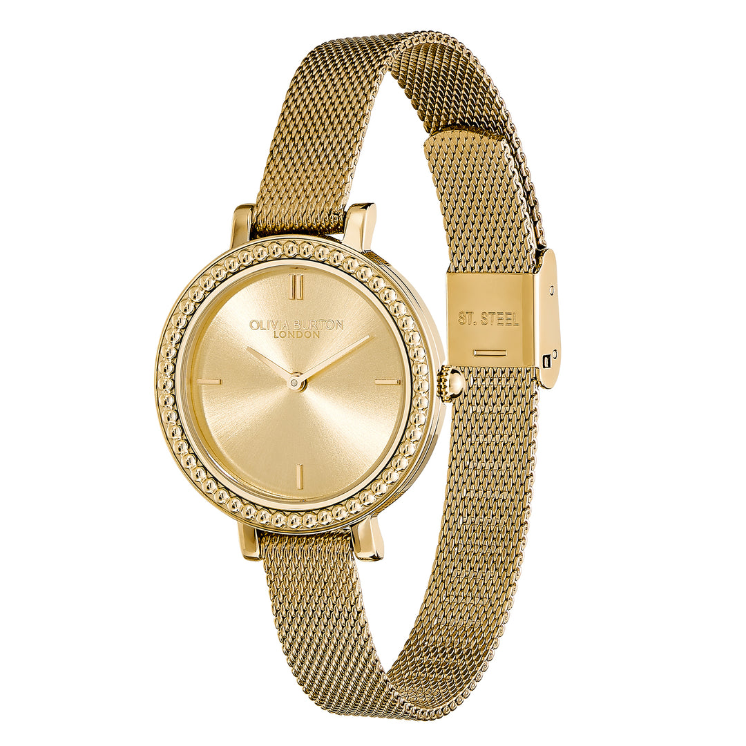 Olivia Burton Gold Vintage Bead Sunray Dial Watch