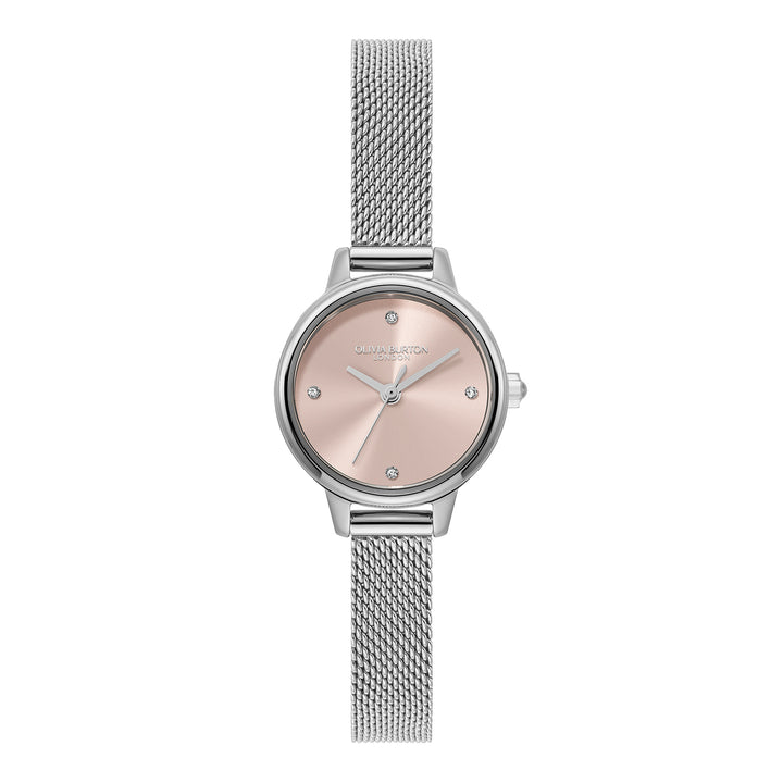 Olivia Burton Silver Primrose Dial Mesh Watch