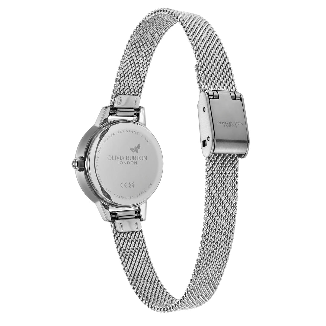 Olivia Burton Silver Primrose Dial Mesh Watch