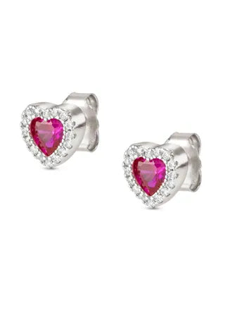 Nomination Silver All My Love Red Heart Stud Earrings