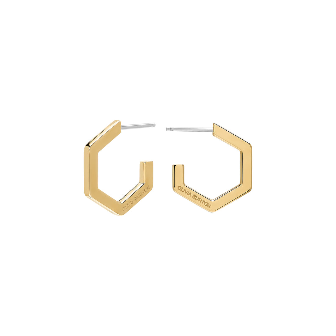 Olivia Burton Gold Small Honeycomb Hoop Earrings