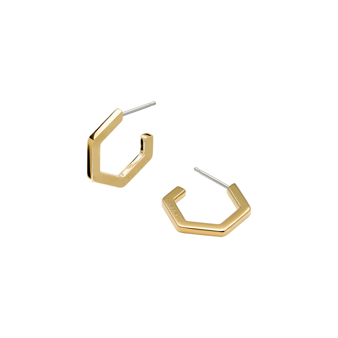 Olivia Burton Gold Small Honeycomb Hoop Earrings