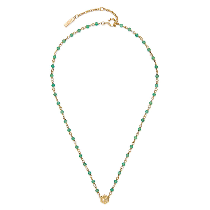 Olivia Burton Gold and Green Bee Beaded Necklace