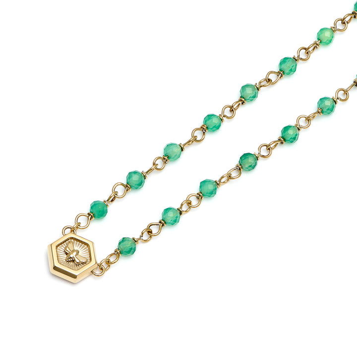 Olivia Burton Gold and Green Bee Beaded Necklace