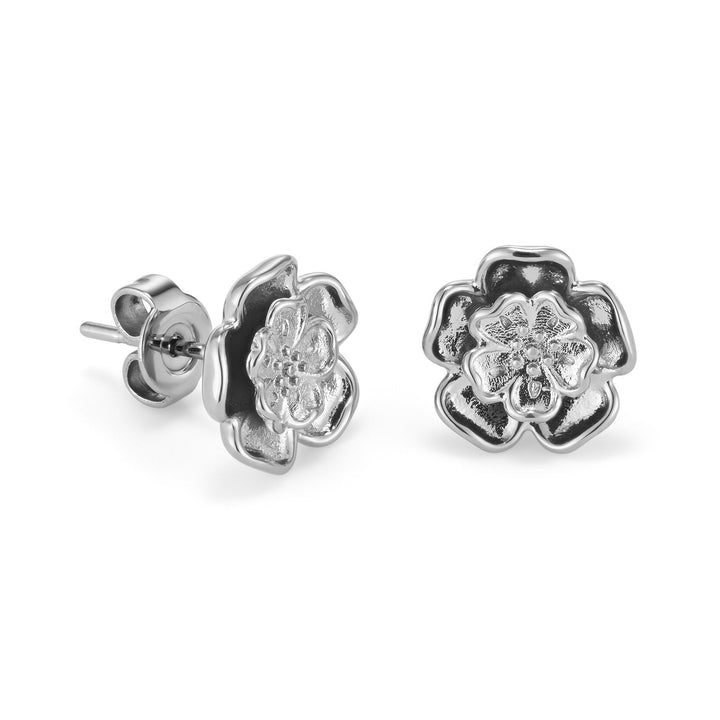 Olivia Burton Silver Tudor Rose Flower Stud Earrings